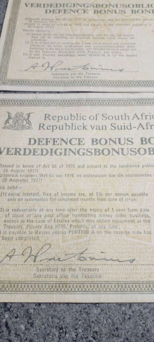 1979 RSA DEFENCE BONUS BOND R5 - 1 UNITS. SEE DESC.
