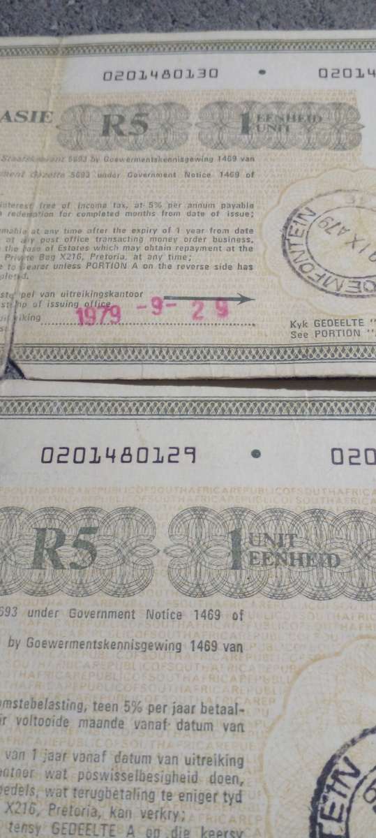 1979 RSA DEFENCE BONUS BOND R5 - 1 UNITS. SEE DESC.