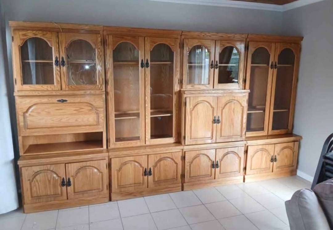 Large Oak Wall Unit Display Cabinet