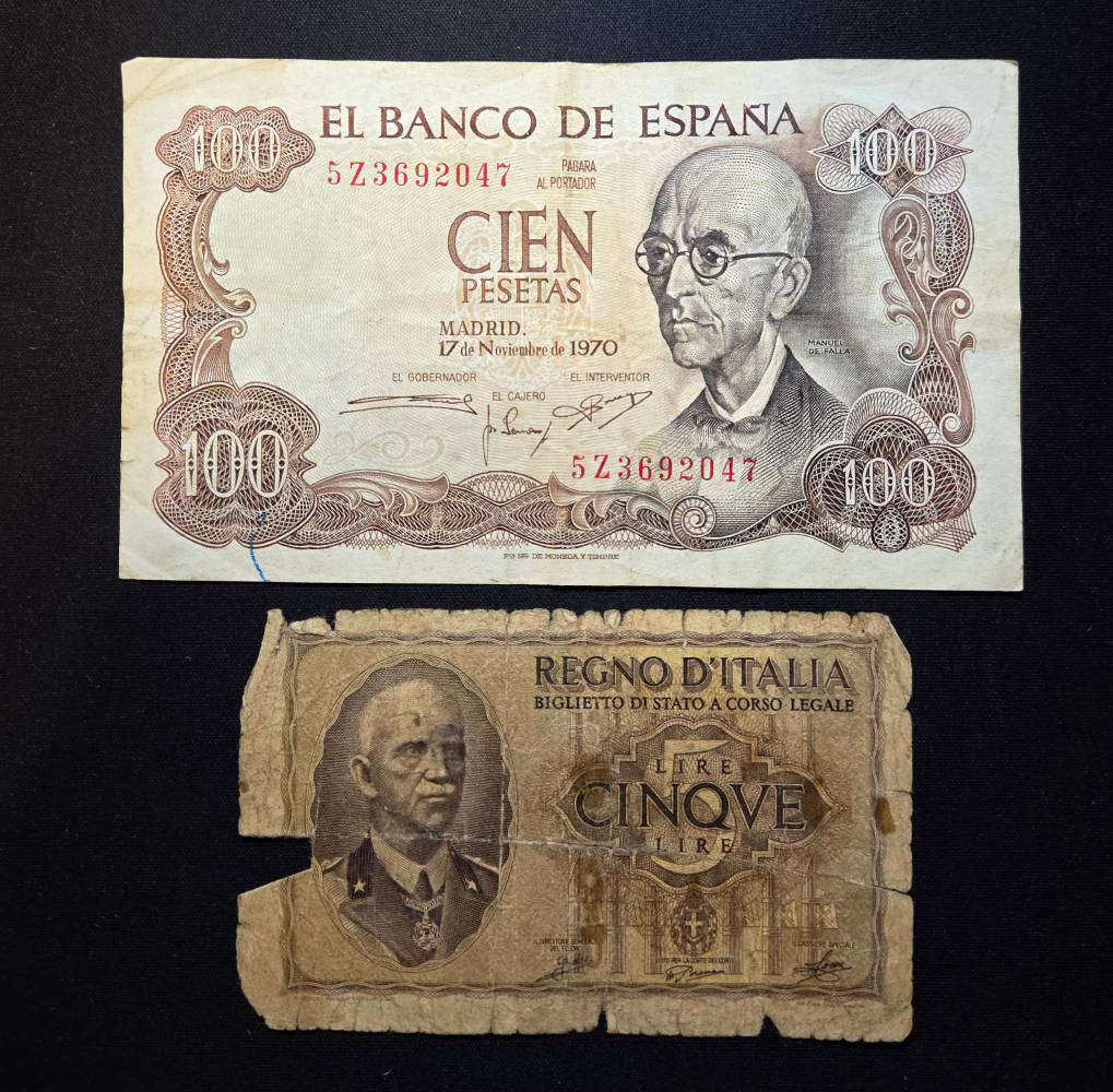 Spain & Italy banknote lot.