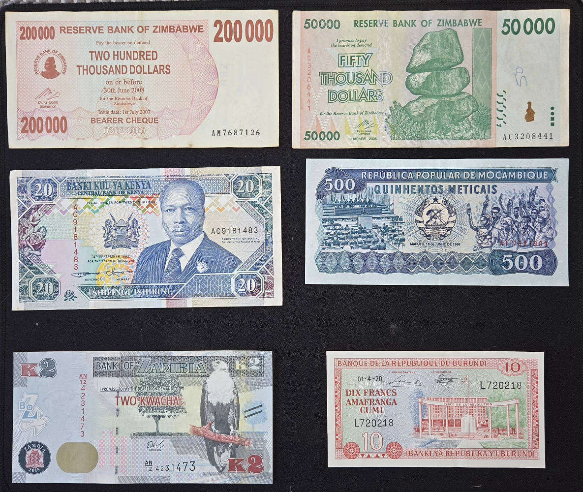 Selection of international banknotes