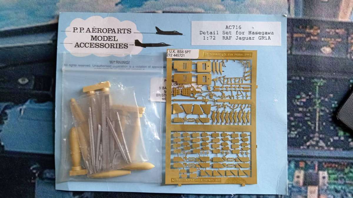 P.P. Aeroparts Detail Set, Detail Set RAF Jaguar GR1A, for Hasegawa, No. AC716, 1:72 Scale