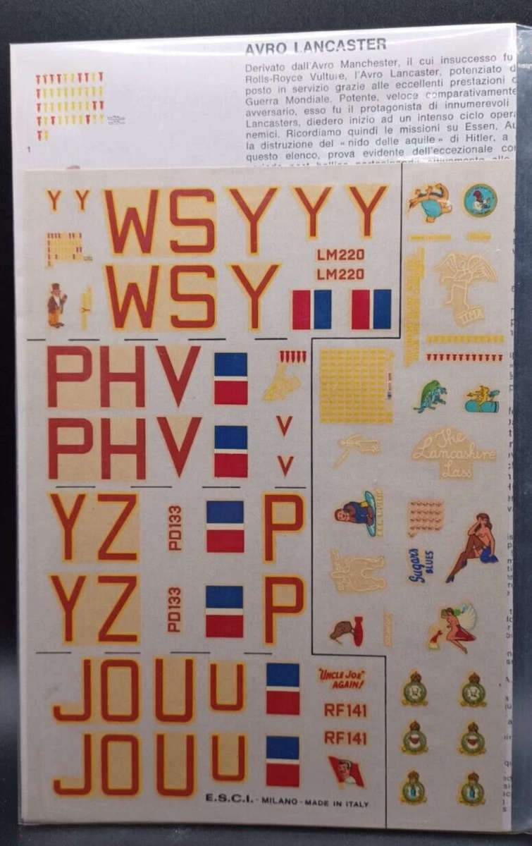 ESCI Decal Sheet, Avro Lancaster, EN-15, 1/72 Scale