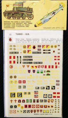 ESCI Decals, Great Britain Tanks, EN-2, 1/72 Scale
