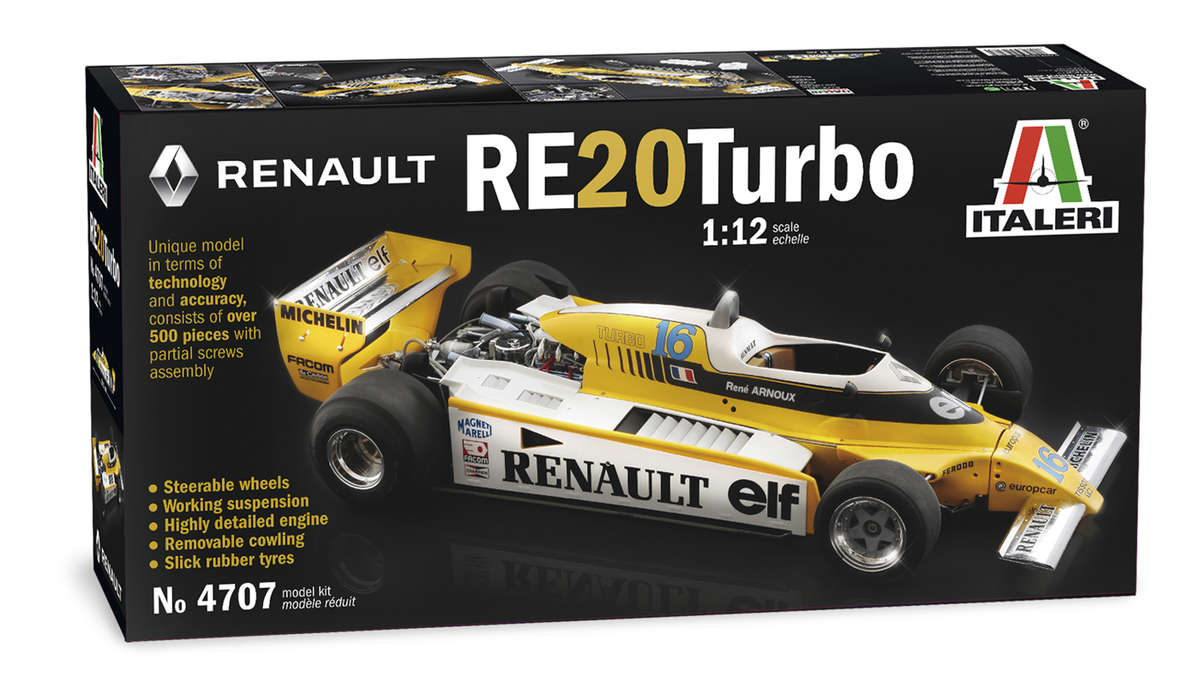 Italeri Models, Renault RE20 Turbo Formula 1 Plastic Model Kit  IT4707 1:12 Scale
