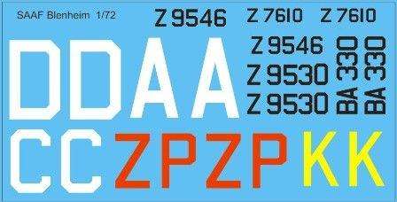 MAV Decals,  SAAF Blenheim, Decals, 1/72 Scale