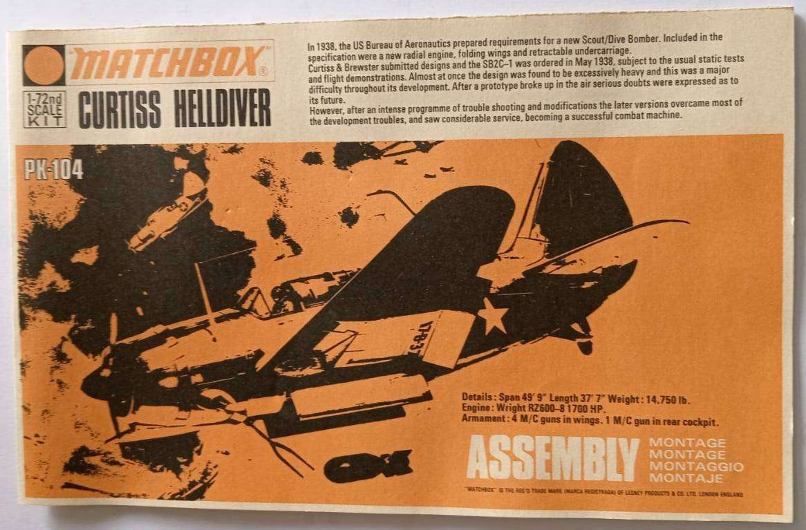 Matchbox Models, Curtiss Helldiver, No. PK-104, 1:72 Scale