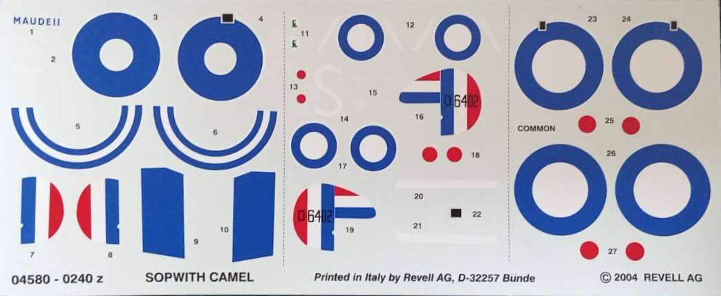 Revell Model, Sopwith F.1 Camel, Rev04580, 1:48 Scale