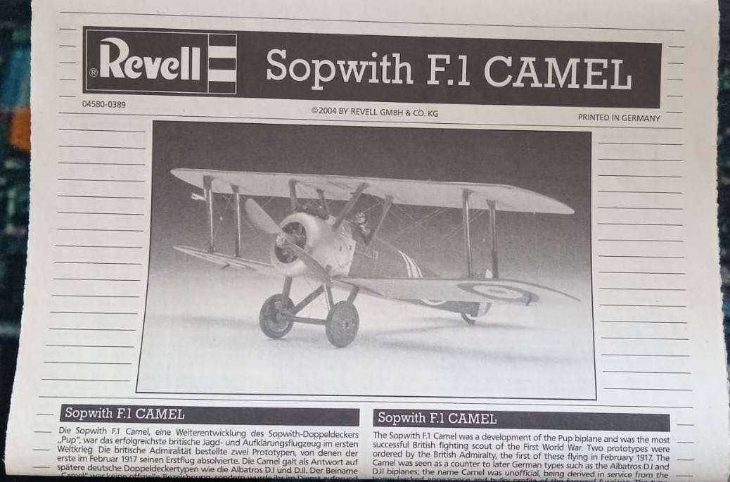 Revell Model, Sopwith F.1 Camel, Rev04580, 1:48 Scale