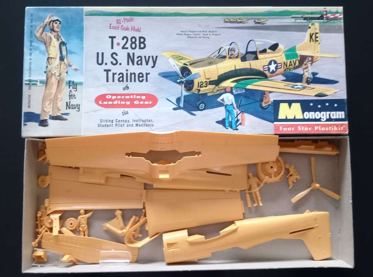 T 28B US NAVY TRAINER Plane Plastic Model Kit - Vintage
