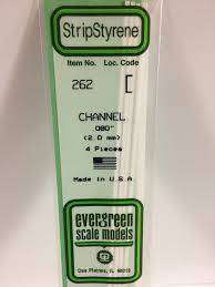 Evergreen Scale Model, #262 , 0.080" Opaque White Polystyrene Channel (2.0mm)