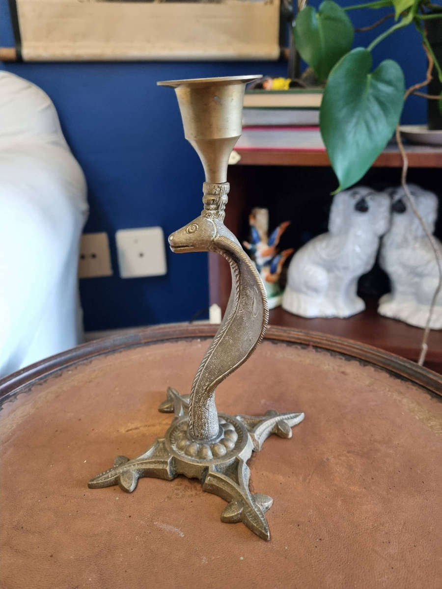 Vintage Brass Cobra Snake Candle Holder