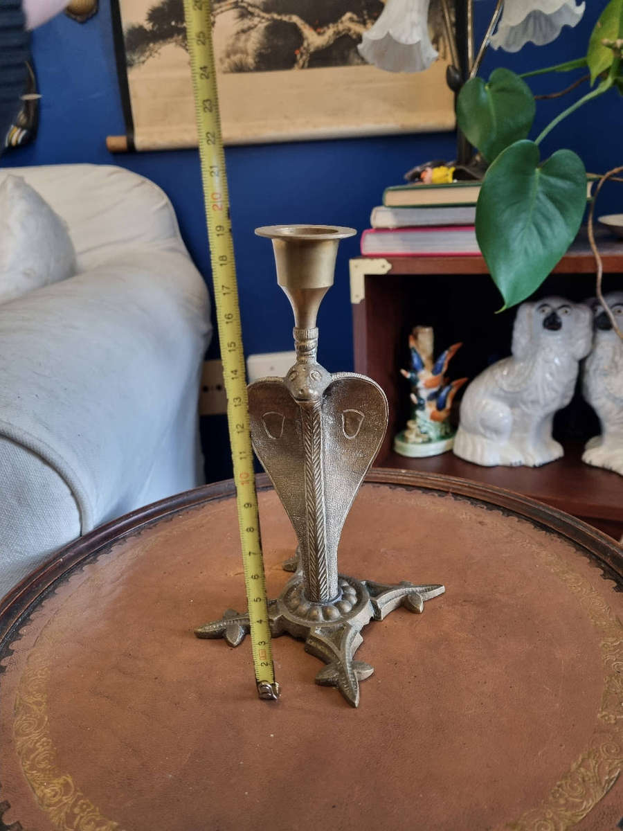 Vintage Brass Cobra Snake Candle Holder