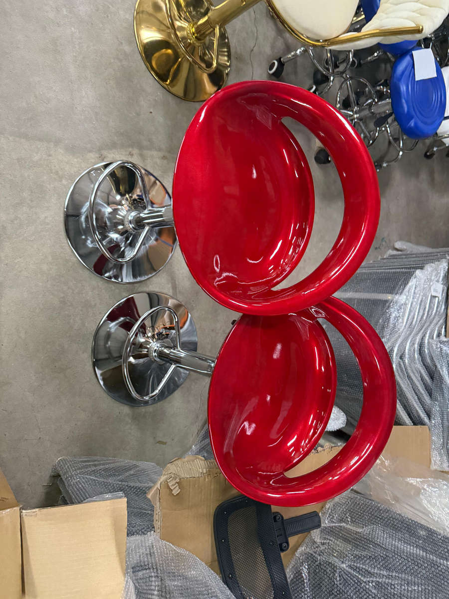 EggShell Single Barstool Glossy Swivel Stools with Chrome Base - Cherry Red