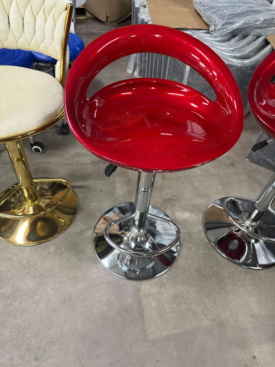 EggShell Single Barstool Glossy Swivel Stools with Chrome Base - Cherry Red
