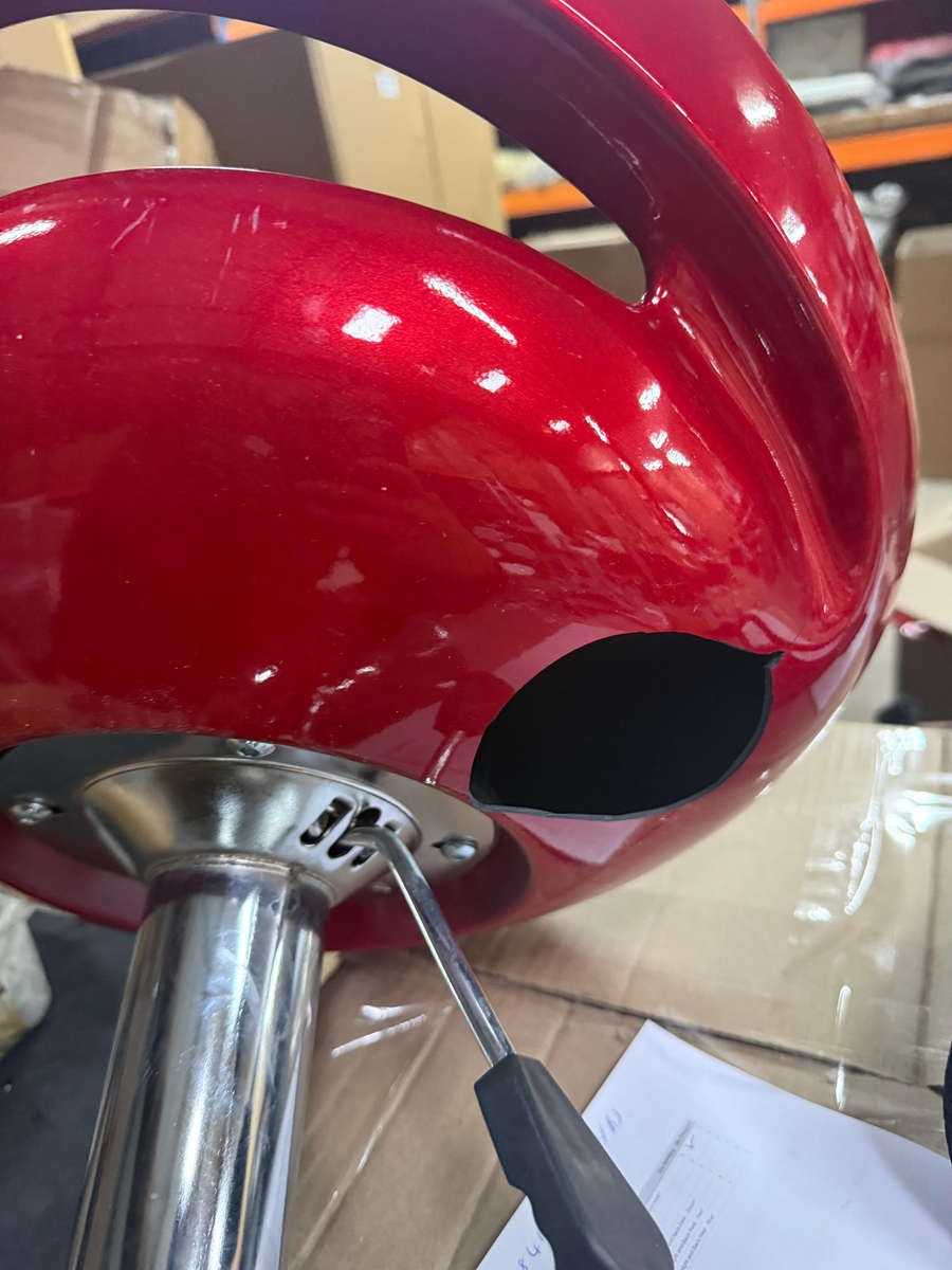 EggShell Single Barstool Glossy Swivel Stools with Chrome Base - Cherry Red