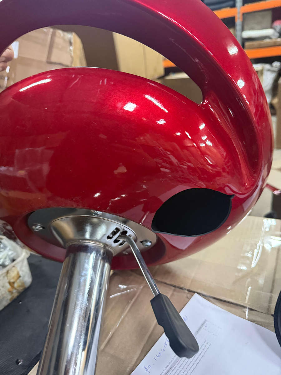 EggShell Single Barstool Glossy Swivel Stools with Chrome Base - Cherry Red