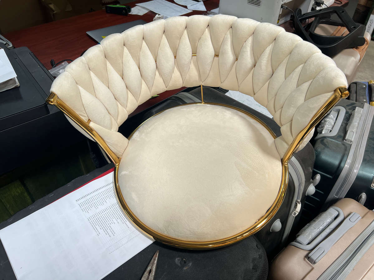 Cream Velvet Swivel Bar Stool