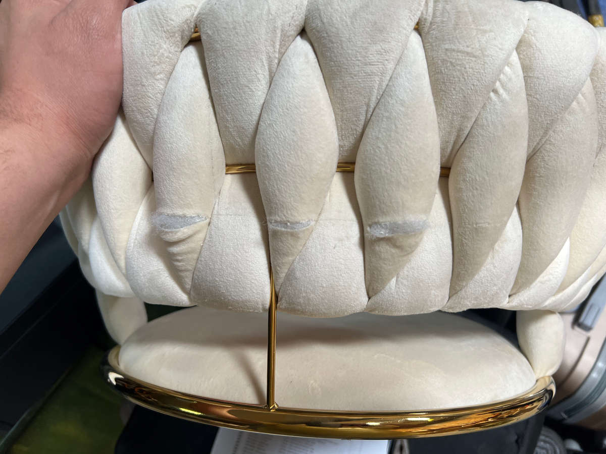 Cream Velvet Swivel Bar Stool