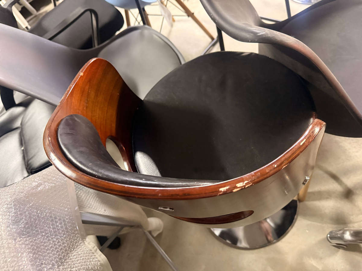 Padded Wooden Back Bar Stools - Black Demo/Display Unit 1pcs See Pictures