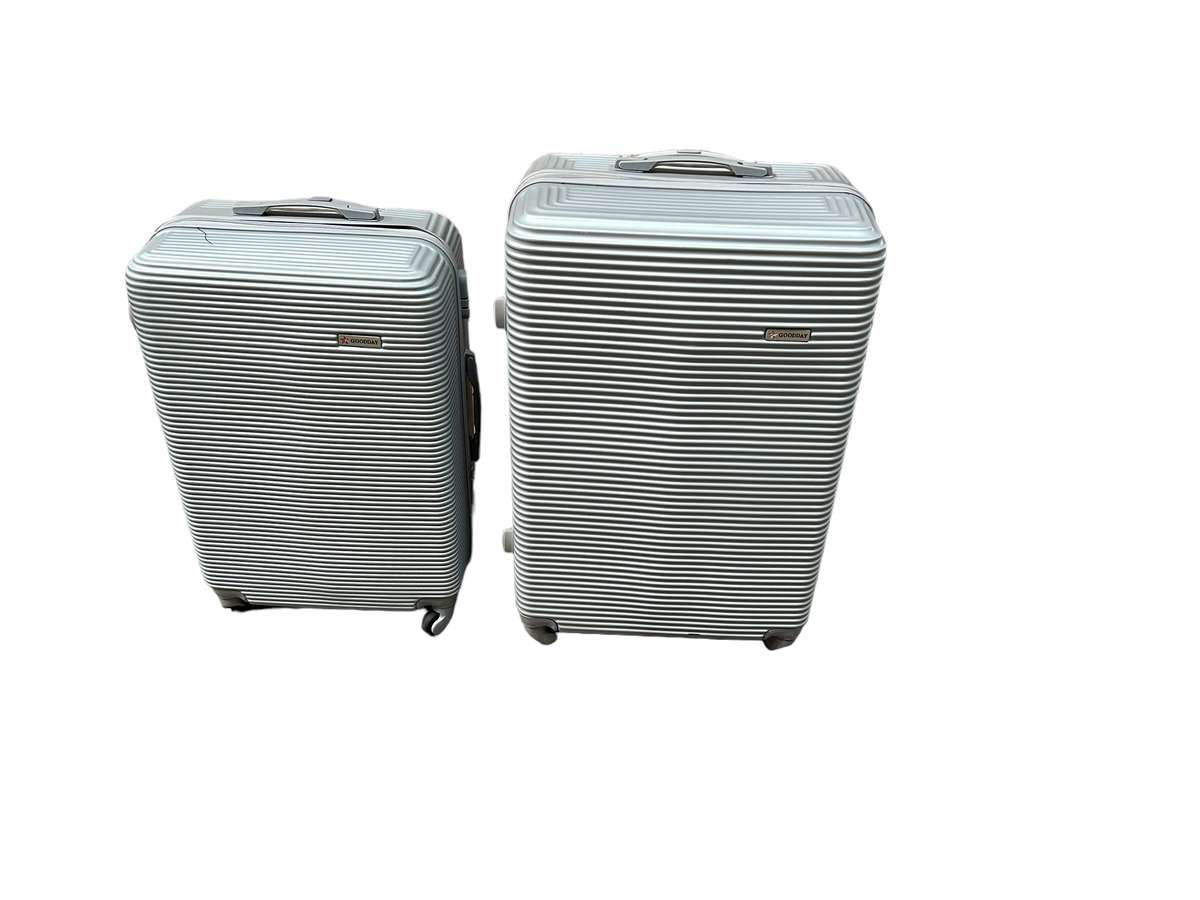 2 Piece Hard Outer Shell Luggage Set - SILVER - LARGE AND MEDIUM SET - READ DESCRIPTION