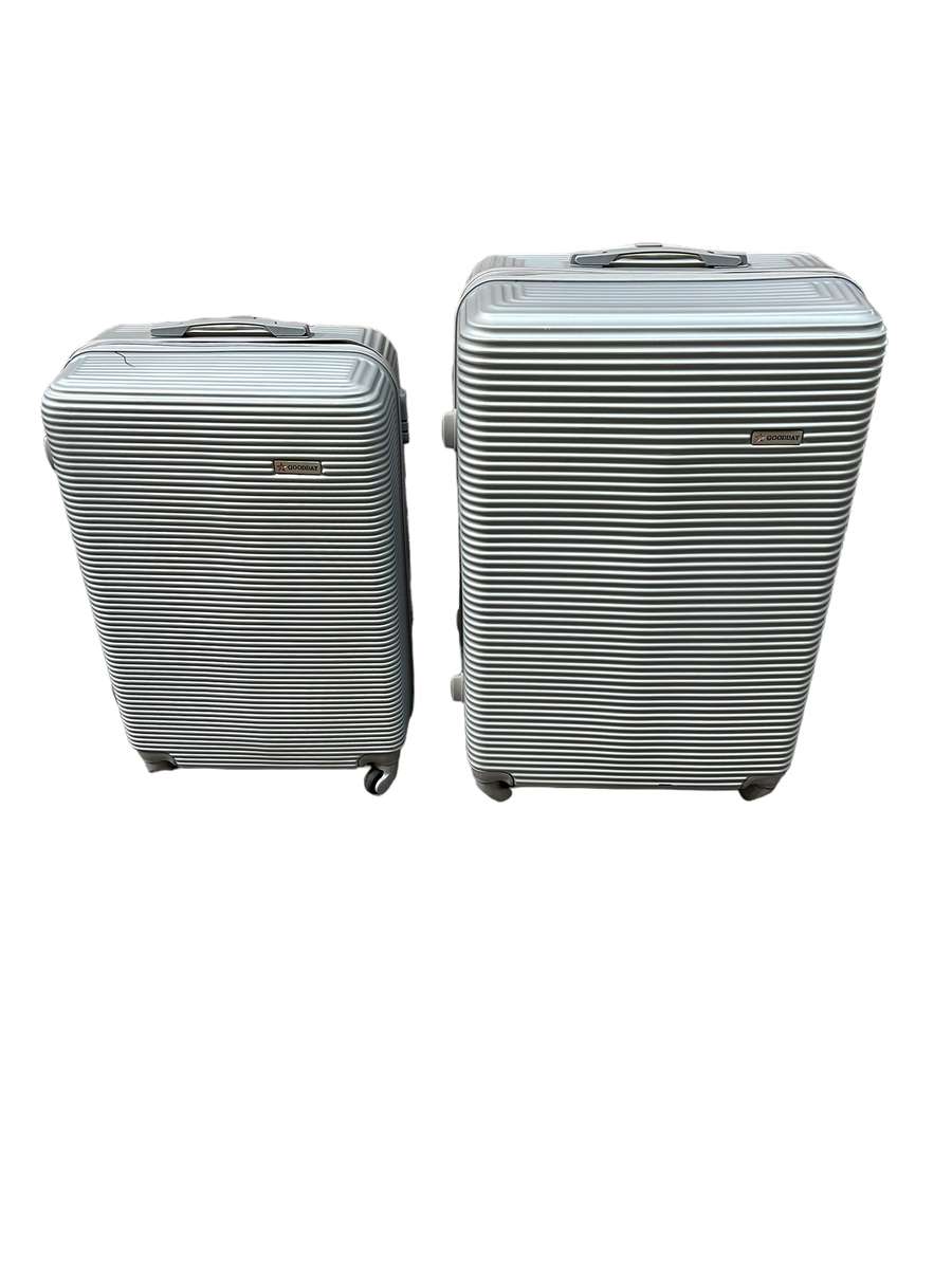 2 Piece Hard Outer Shell Luggage Set - SILVER - LARGE AND MEDIUM SET - READ DESCRIPTION