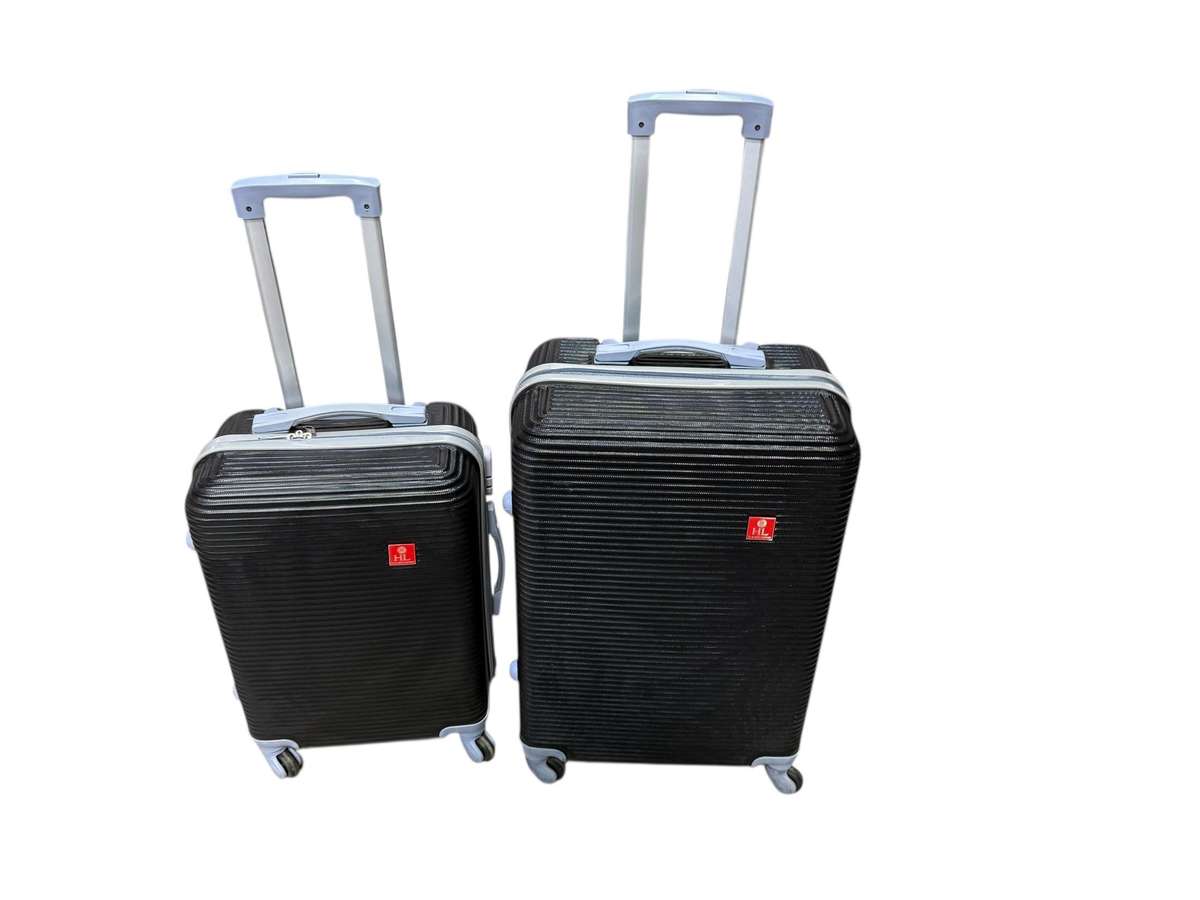 2 piece hard shell luggage set - 22 inch & 26 inch (black) check-in suitcase 4 wheels