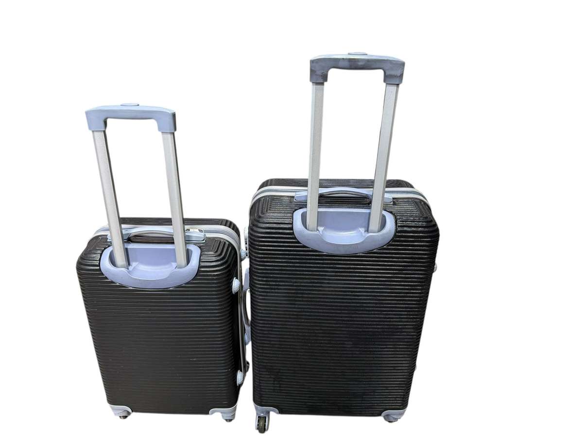 2 piece hard shell luggage set - 22 inch & 26 inch (black) check-in suitcase 4 wheels