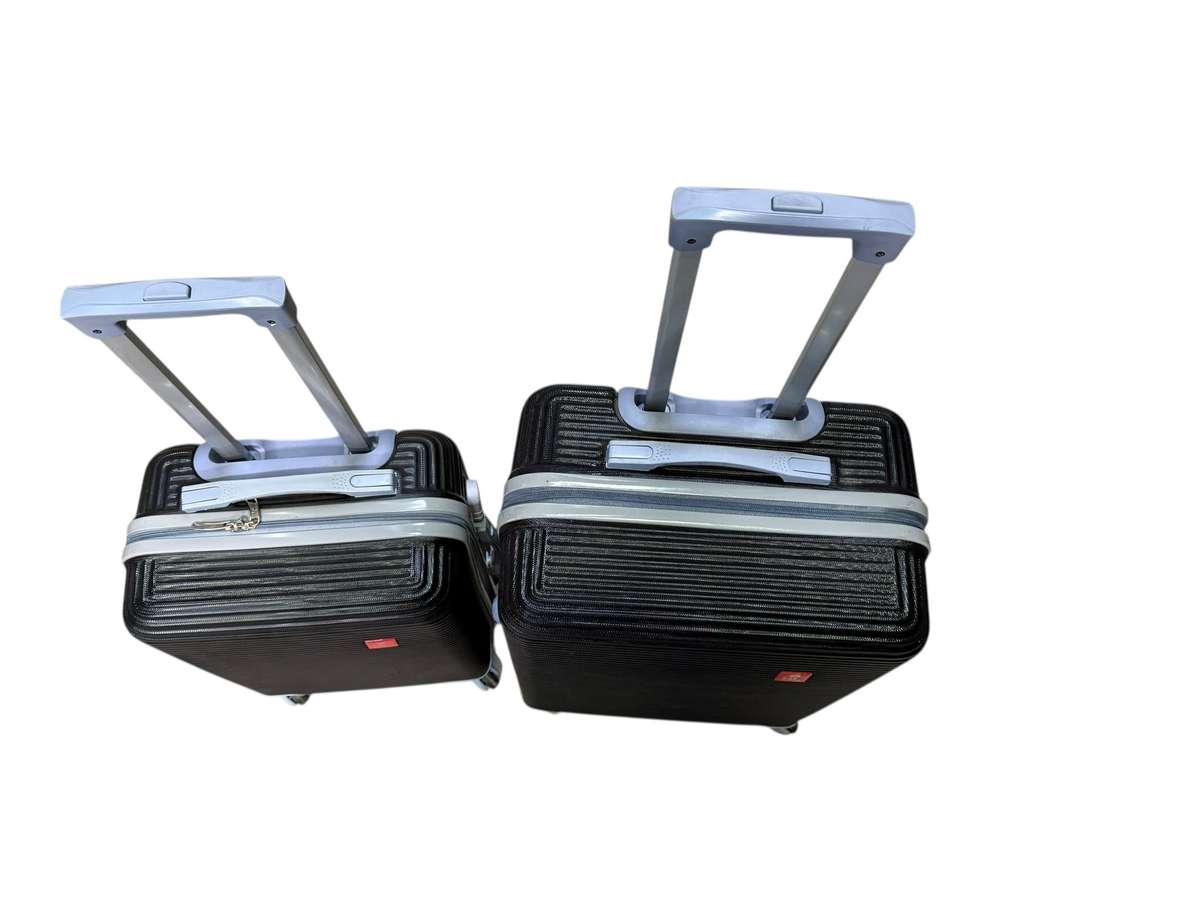 2 piece hard shell luggage set - 22 inch & 26 inch (black) check-in suitcase 4 wheels