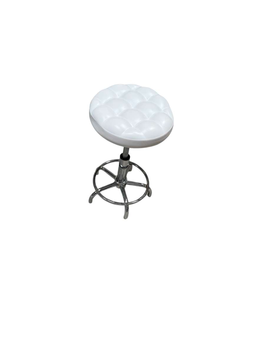 Modern Round Salon Stool with Adjustable Height - White