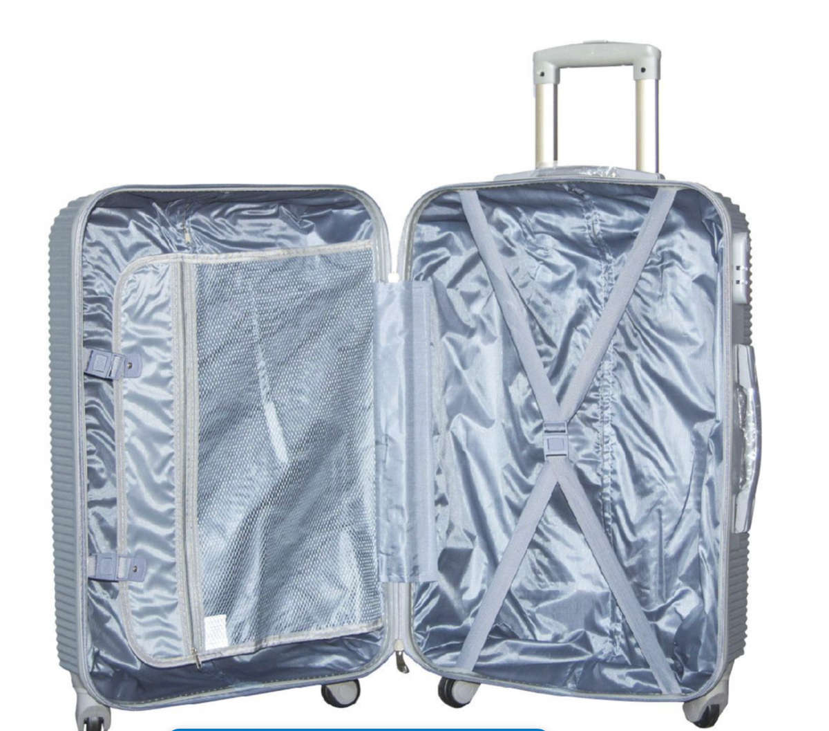 Hard Outer Shell Travel Luggage Set - 3 Piece - Silver