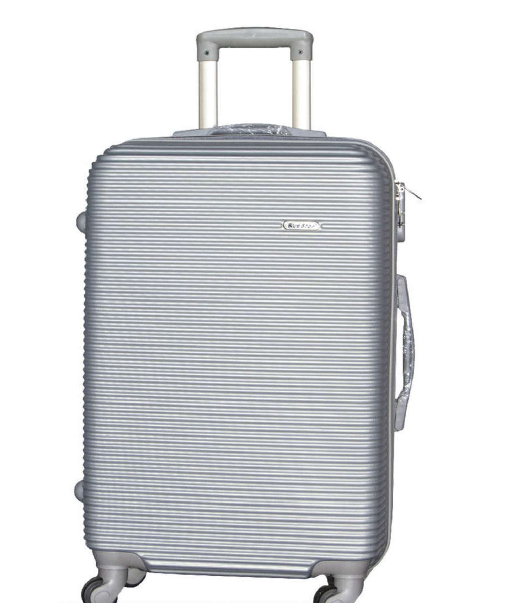 Hard Outer Shell Travel Luggage Set - 3 Piece - Silver
