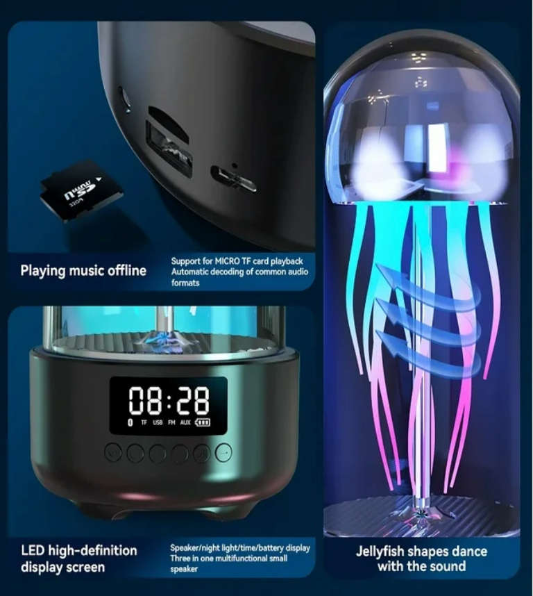 Portable  Mechanical  Luminous Jellyfish Wireless Bluetooth Speaker Colorful Ambient Breathing Lamp