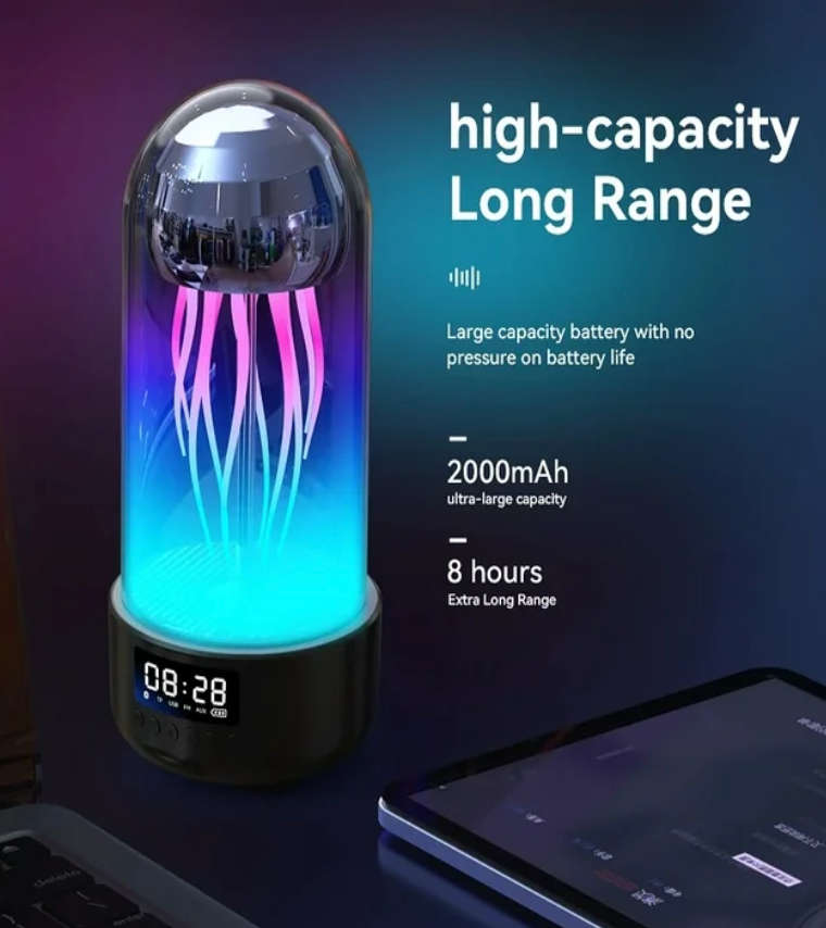 Portable  Mechanical  Luminous Jellyfish Wireless Bluetooth Speaker Colorful Ambient Breathing Lamp