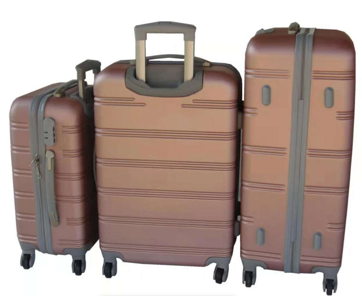 3 Piece Hard Outer Shell Luggage Set - Rose Gold