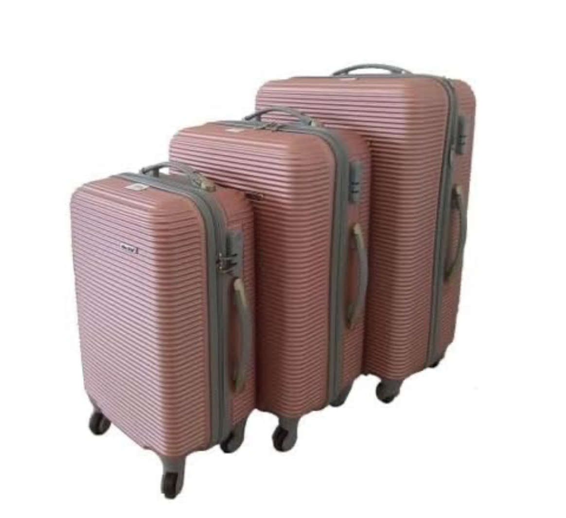 3 Piece Hard Outer Shell Luggage Set (Rose Gold)