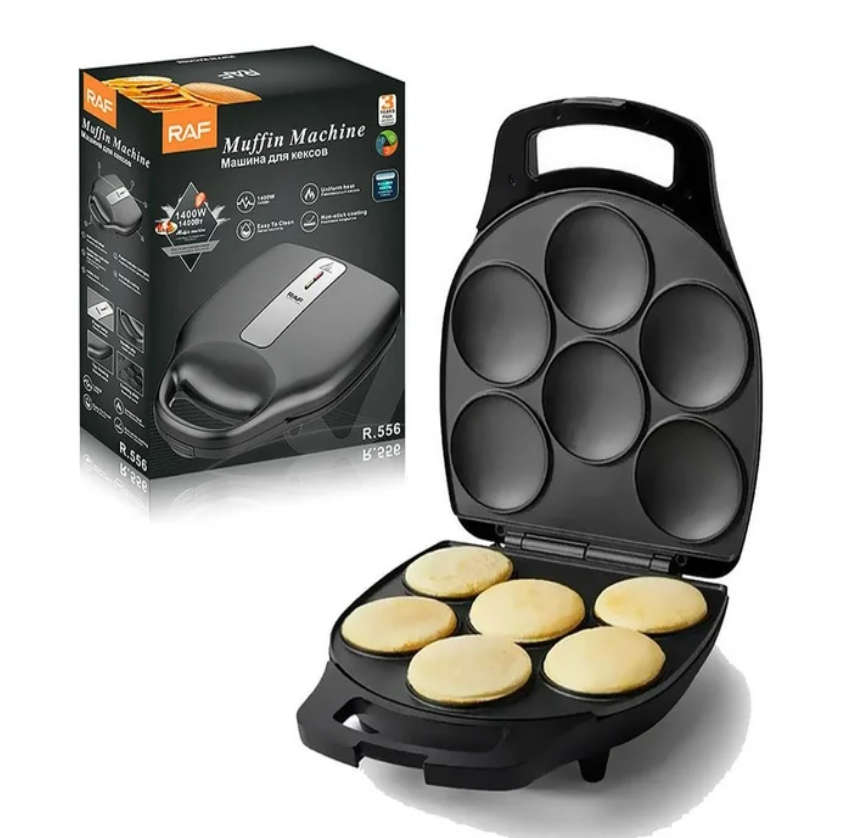 RAF Non Stick  Muffin 6 hole  Muffin Maker small Appliance to Make Pancakes RAF556 Black