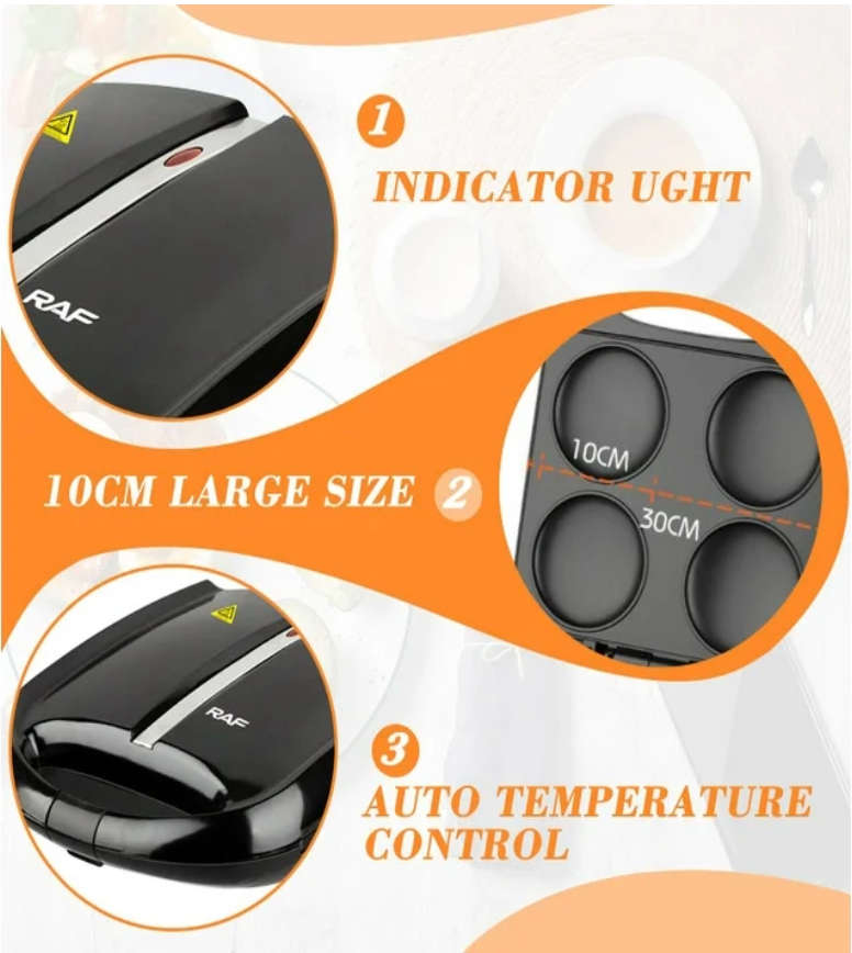 RAF Non Stick  Muffin 6 hole  Muffin Maker small Appliance to Make Pancakes RAF556 Black