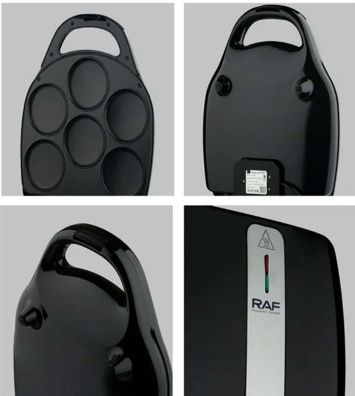 RAF Non Stick  Muffin 6 hole  Muffin Maker small Appliance to Make Pancakes RAF556 Black