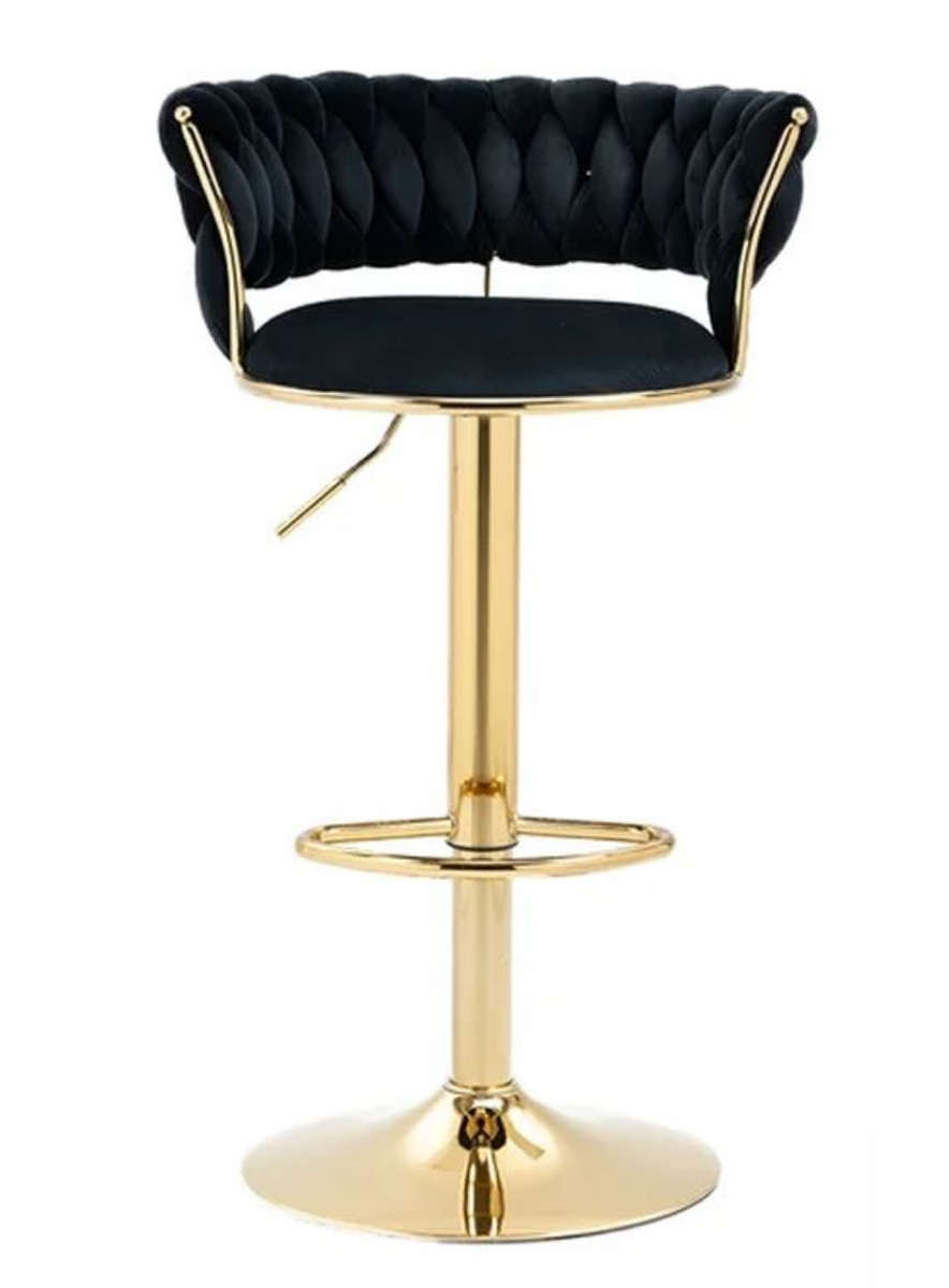 Black Velvet Swivel Bar Stool