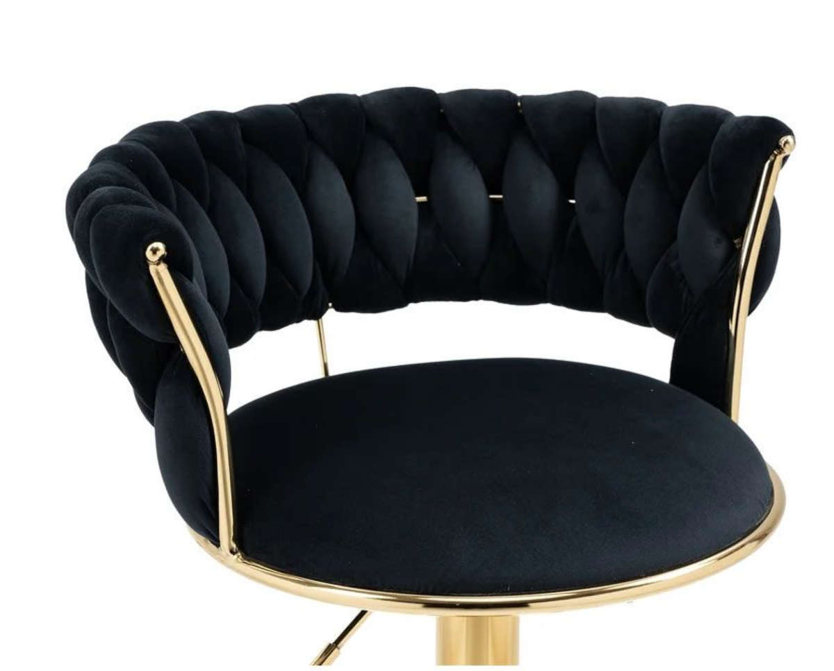 Black Velvet Swivel Bar Stool