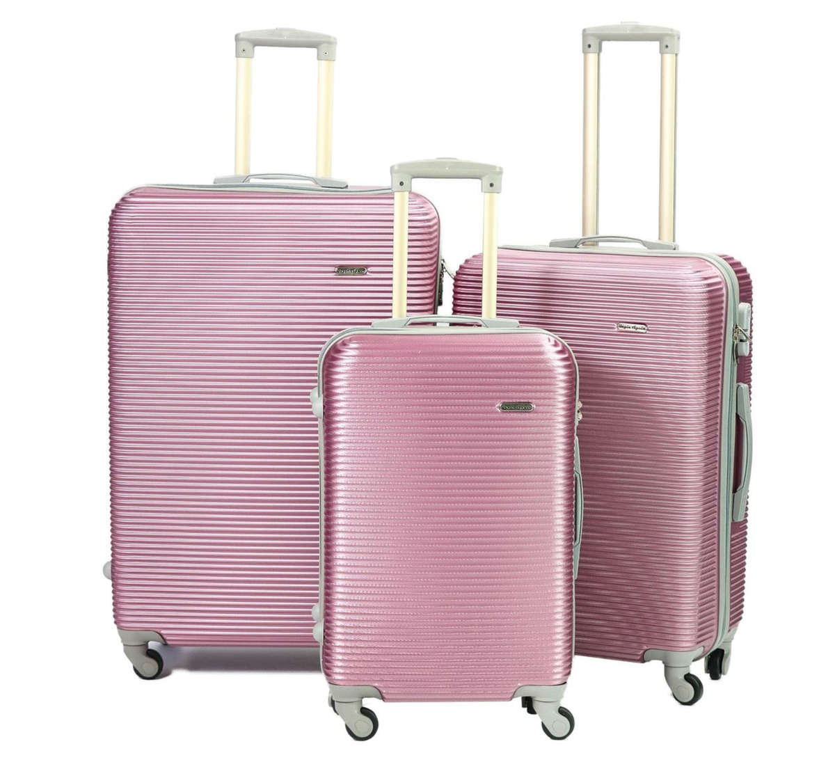 3 Piece Hard Outer Shell Luggage Set - Rose Pink NEW