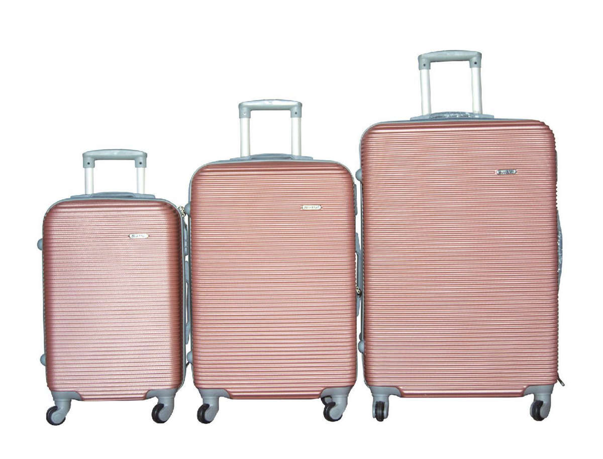 3 Piece Hard Outer Shell Luggage Set (Rose Gold) - See Description