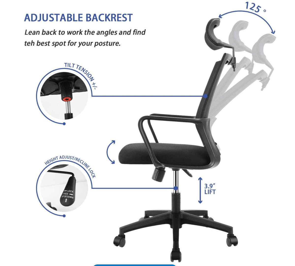 Elegant Office Chair with Headrest