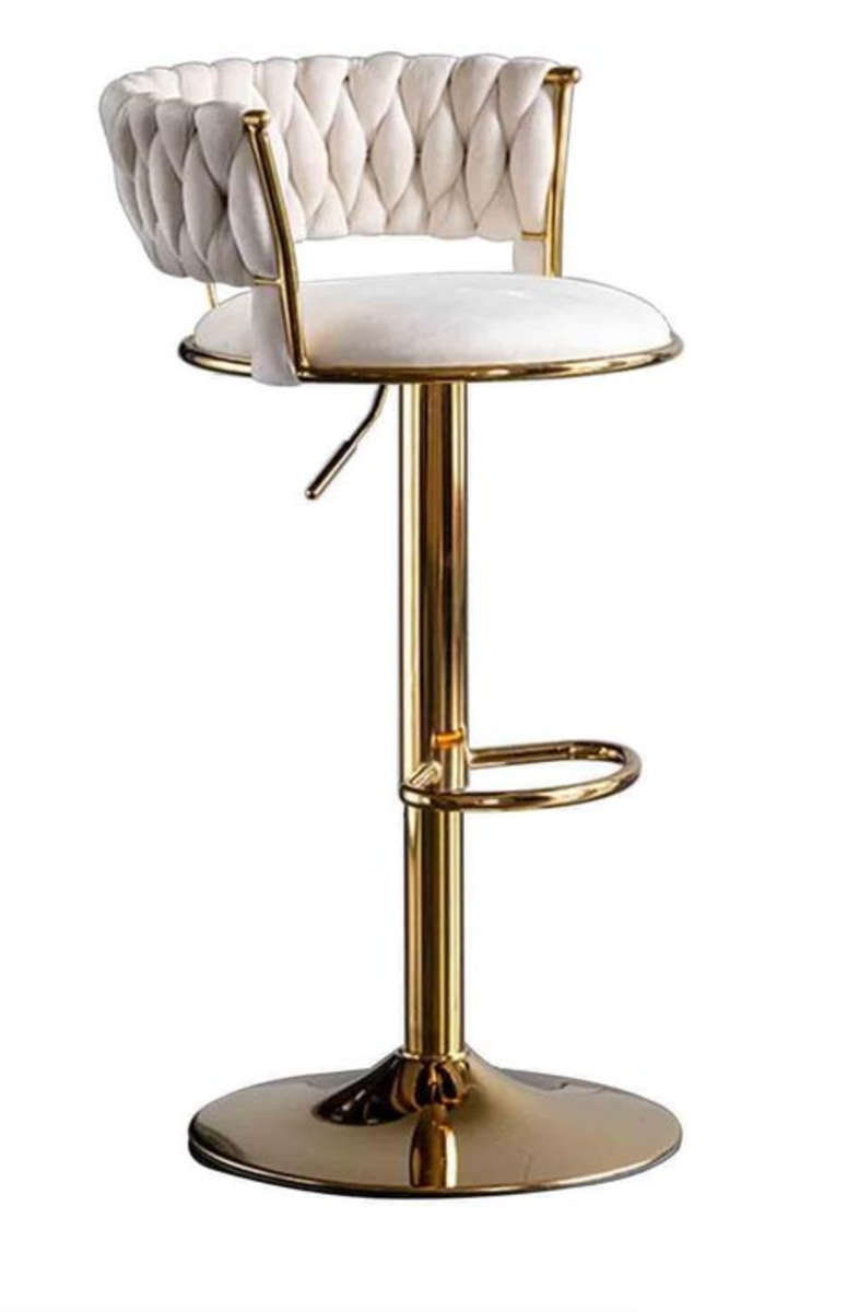 Cream Velvet Swivel Bar Stool
