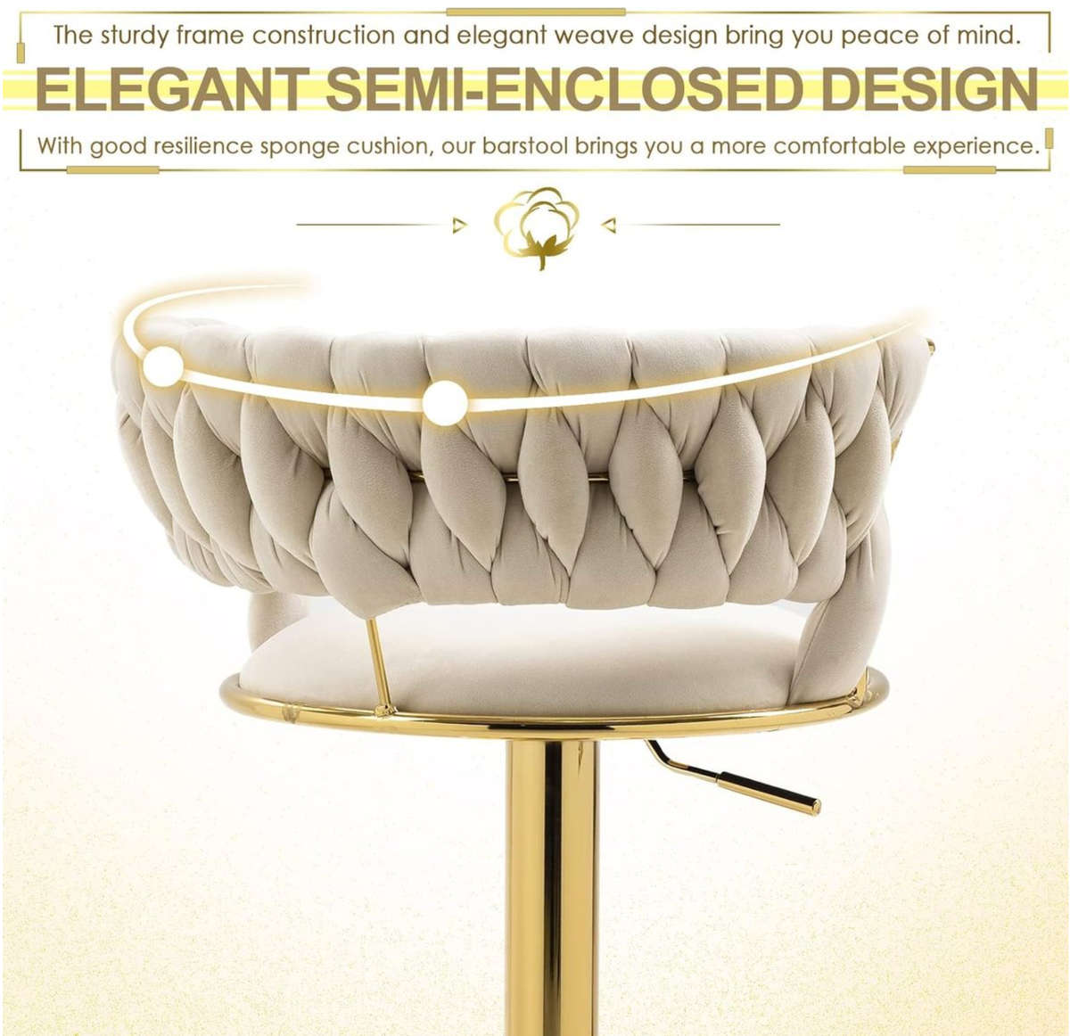 Cream Velvet Swivel Bar Stool