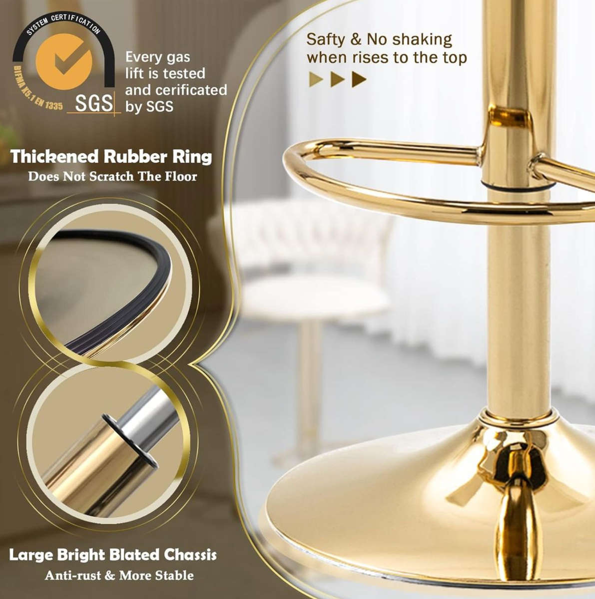 Cream Velvet Swivel Bar Stool