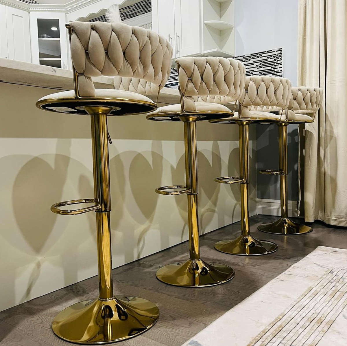 Cream Velvet Swivel Bar Stool