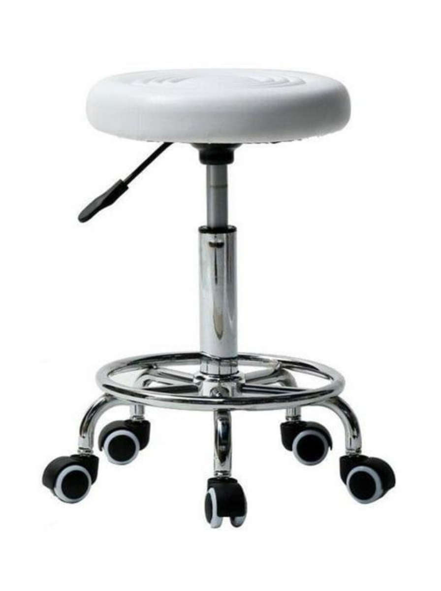 White Modern and Adjustable Mini Bar Stool with Wheels READ DESCRIPTION AND SEE PICTURES