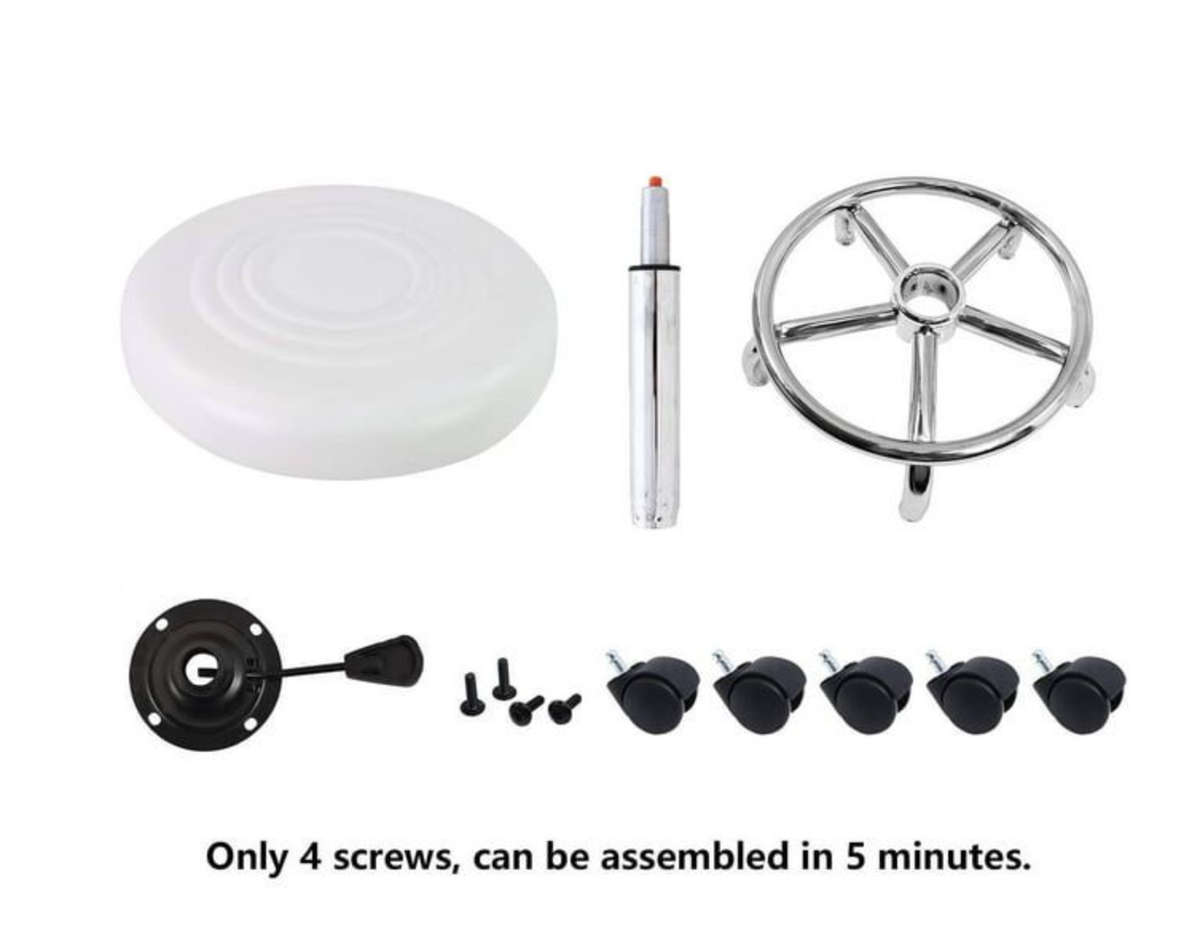 White Modern and Adjustable Mini Bar Stool with Wheels READ DESCRIPTION AND SEE PICTURES